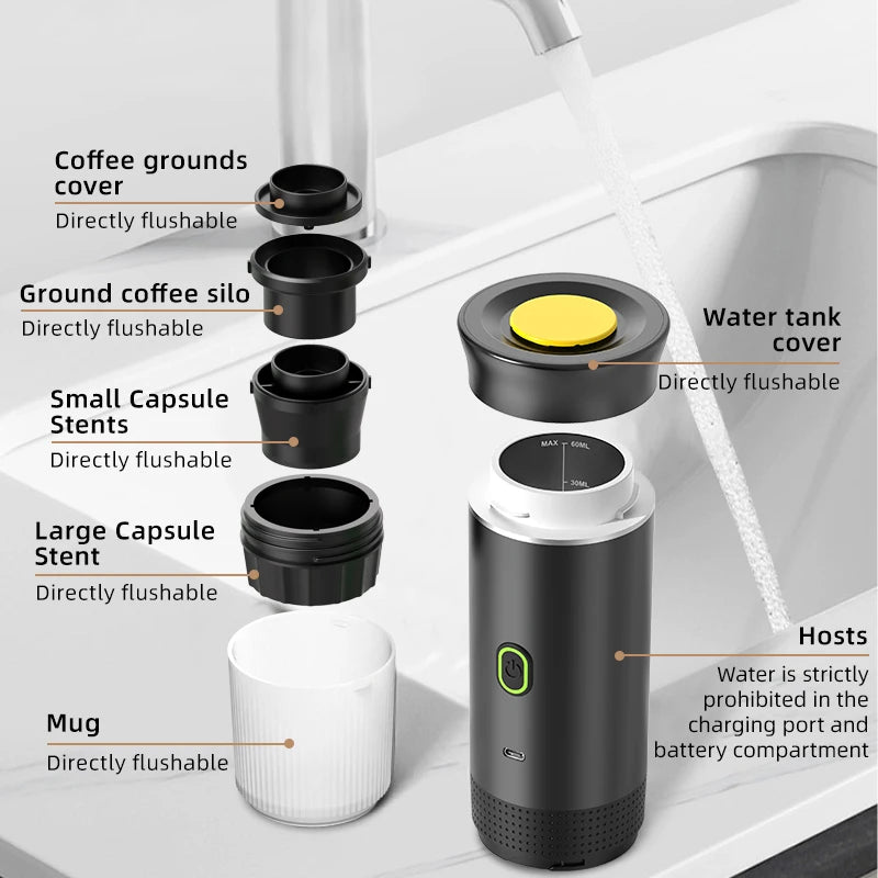 Cafetera Nomadia espresso portátil 3 en 1 autocalentable 20 Bar USB C