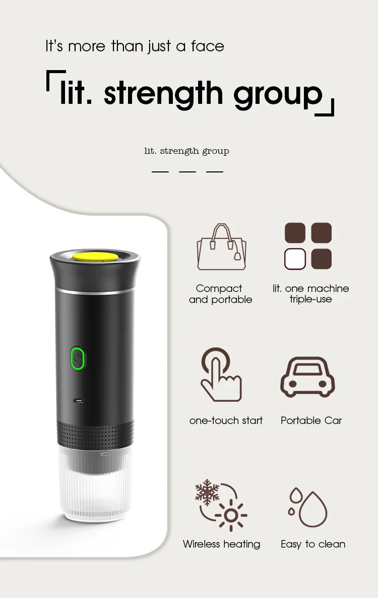 Cafetera Nomadia espresso portátil 3 en 1 autocalentable 20 Bar USB C